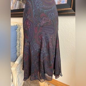 Ralph Lauren Purple Silk Paisley Skirt Size M